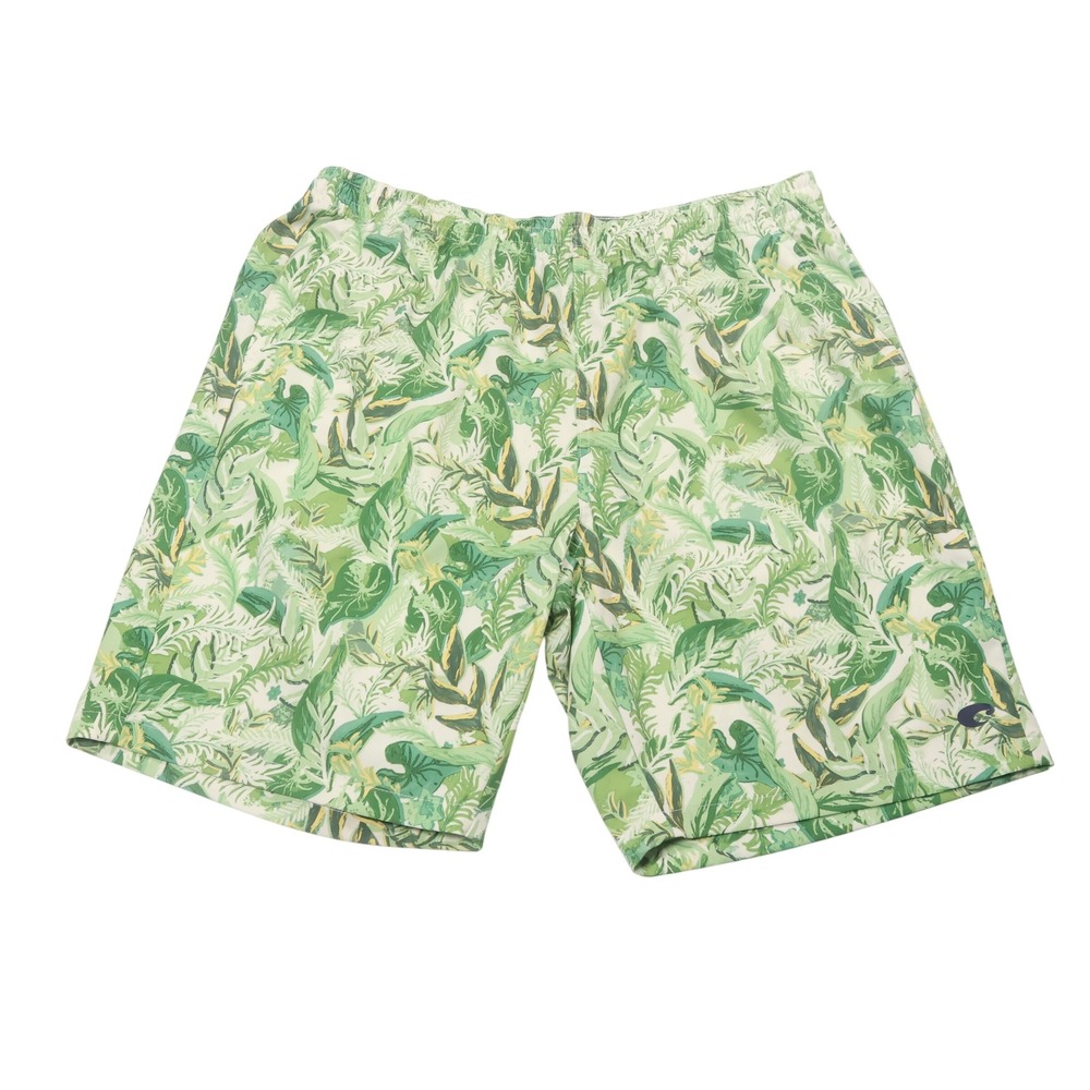 Costa Palm Print Swim Trunks Shorts Elastic Waist Casual Tropical Mens Large‎